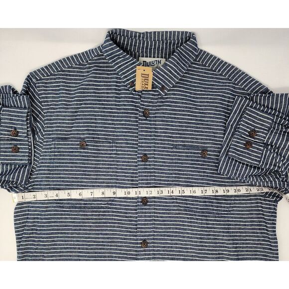 NEW Duluth Trading Free Swingin Flannel Shirt Men Large Tall Blue Stripe NWT‎ - Picture 7 of 10